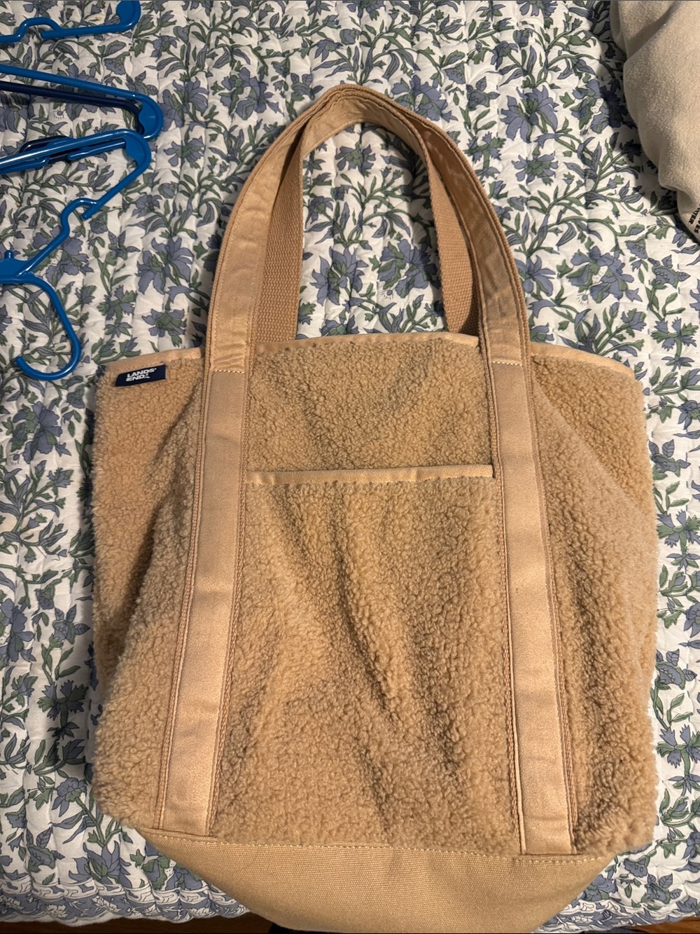 Lands' End Tan Sherpa Tote Bag
